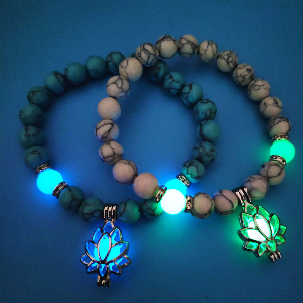 Energy Luminous Lotus Natural Stone Bracelet Yoga Healing Luminous Glow In The Dark Charm Beads Bracelet For Men Women - Trendys Collections