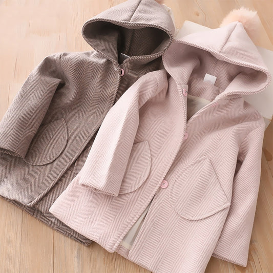 Children's mid-length woolen coat