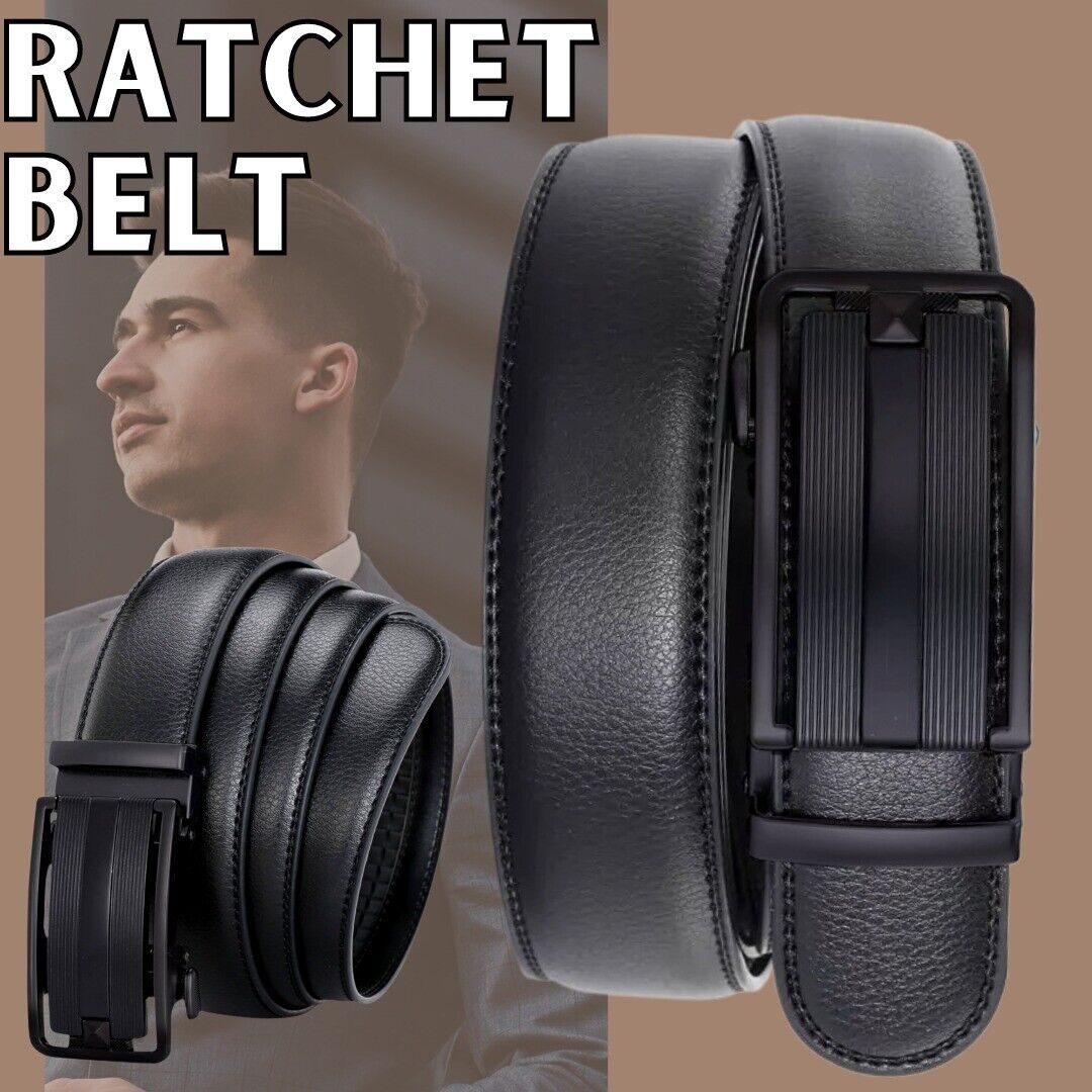 Men's Ratchet Belt Leather Belt With Slide Buckle Ratchet Belts