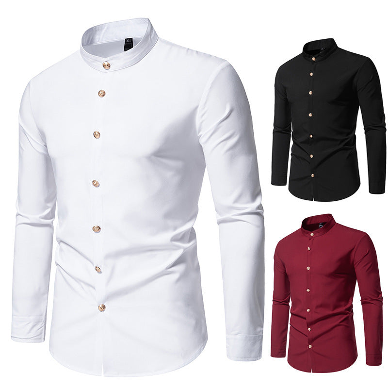 Men's Fashion Solid Color Party Shirt