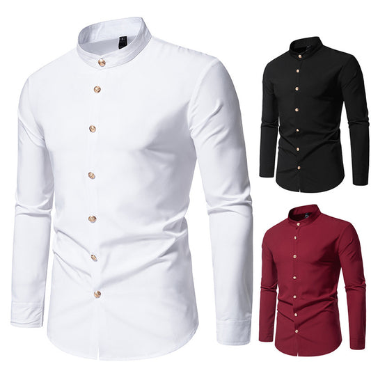 Men's Fashion Solid Color Party Shirt