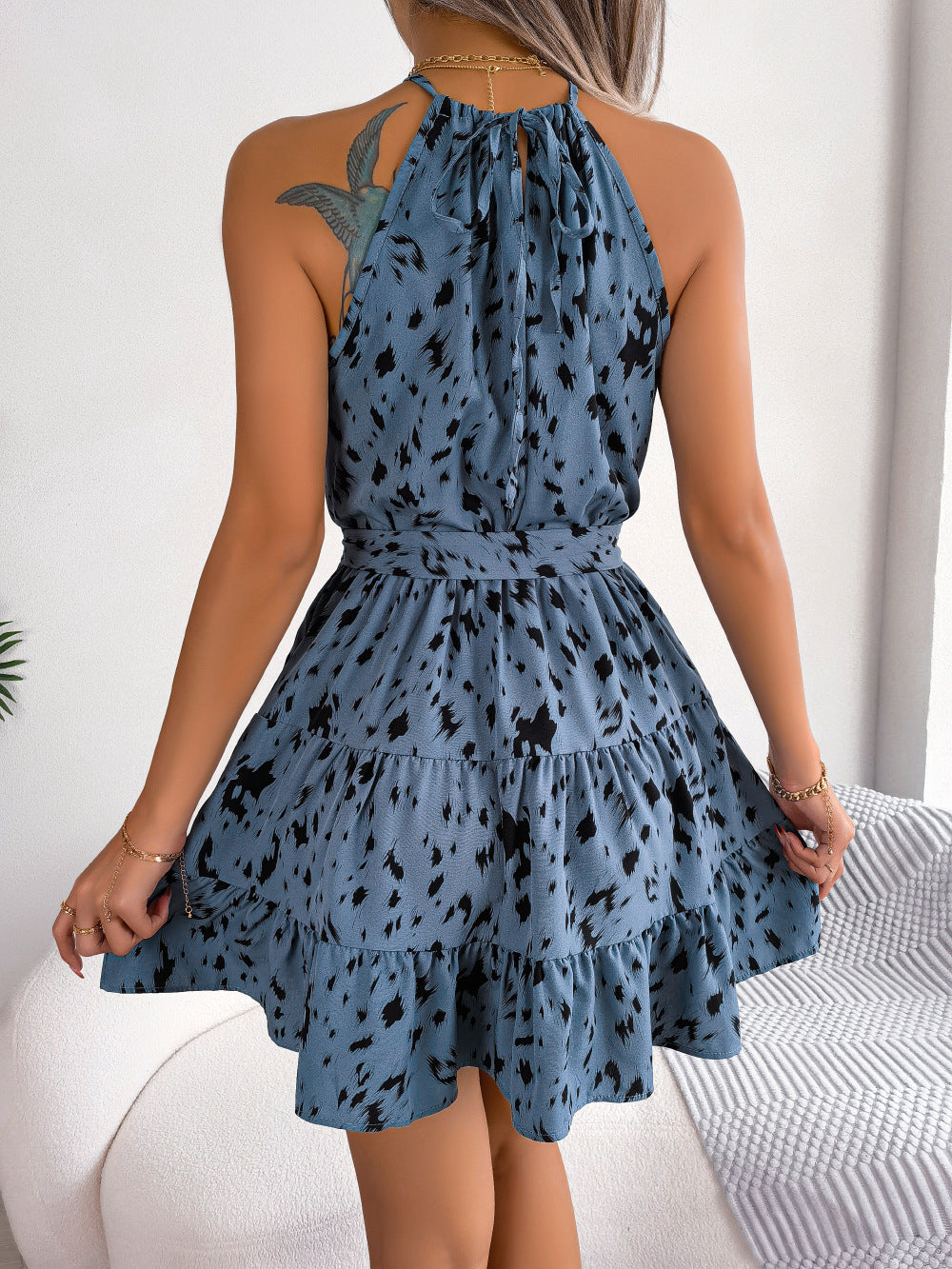 Leopard Design Ruffled Swing Summer Stylish Unique Dresses - Trendys Collections