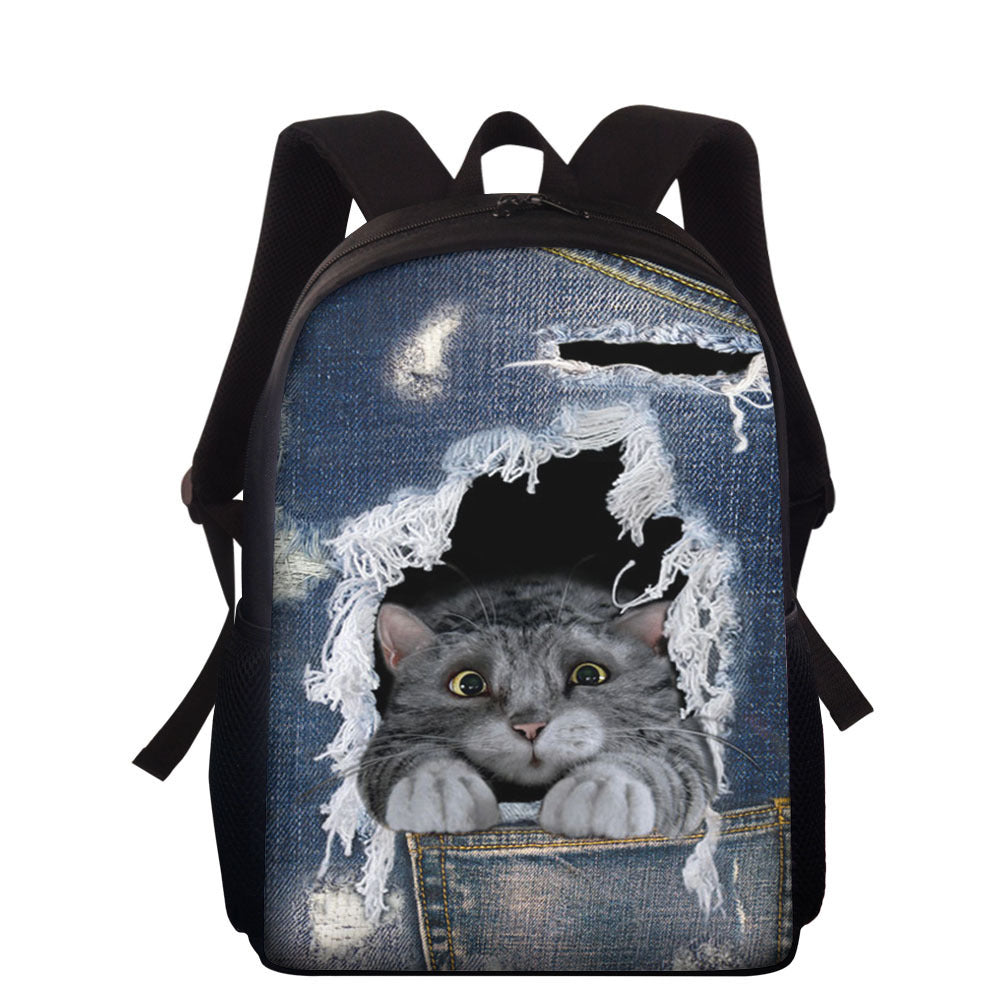 Hollowed-out pet cat children's schoolbags