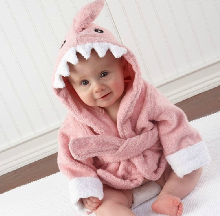 Kids Hooded Absorbent Animal-shaped Bathrobe