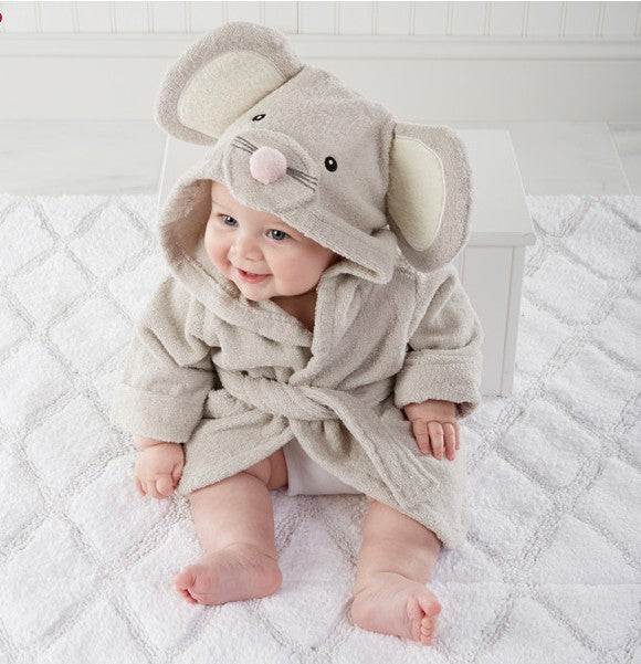 Kids Hooded Absorbent Animal-shaped Bathrobe