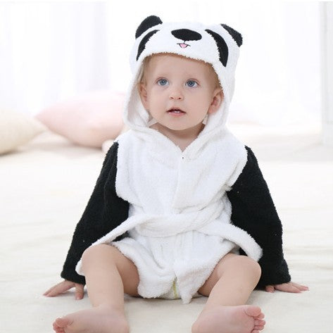 Kids Hooded Absorbent Animal-shaped Bathrobe