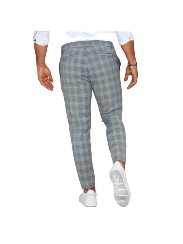 Plaid Print Pants Men's Casual Trousers Loose