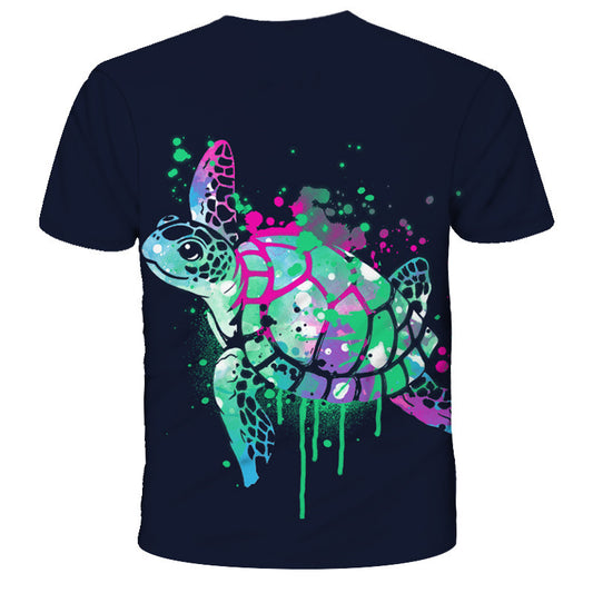 Men's Printed 3D Turtle Short Sleeve T Shirt