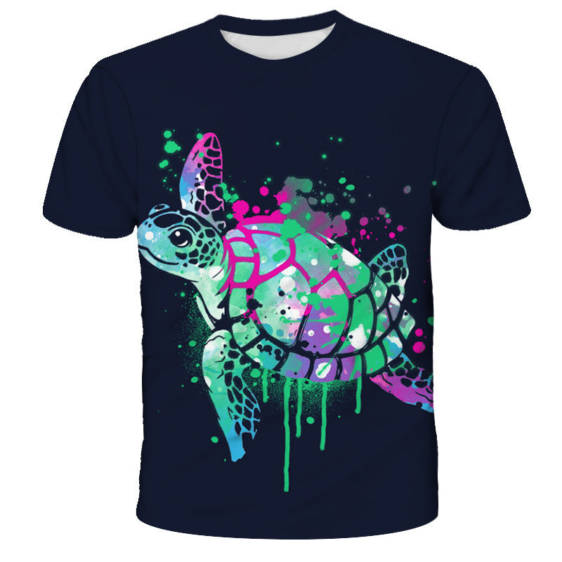 Men's Printed 3D Turtle Short Sleeve T Shirt