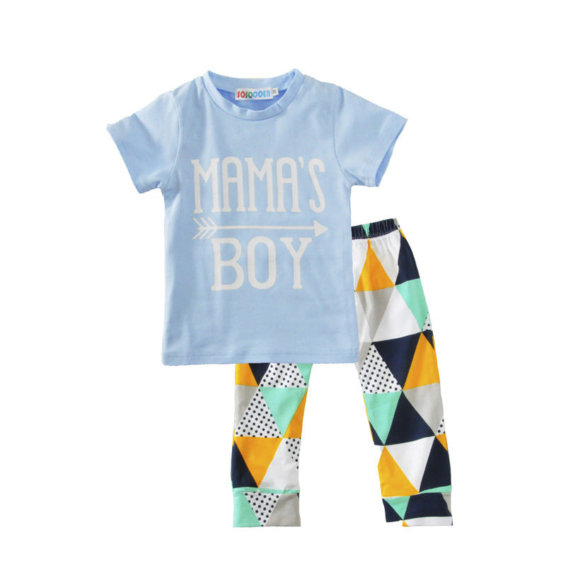 Children's Clothing Boy Suit Short-Sleeved T-Shirt  Two-Piece Suit