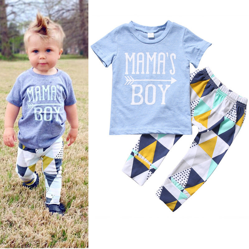 Children's Clothing Boy Suit Short-Sleeved T-Shirt  Two-Piece Suit