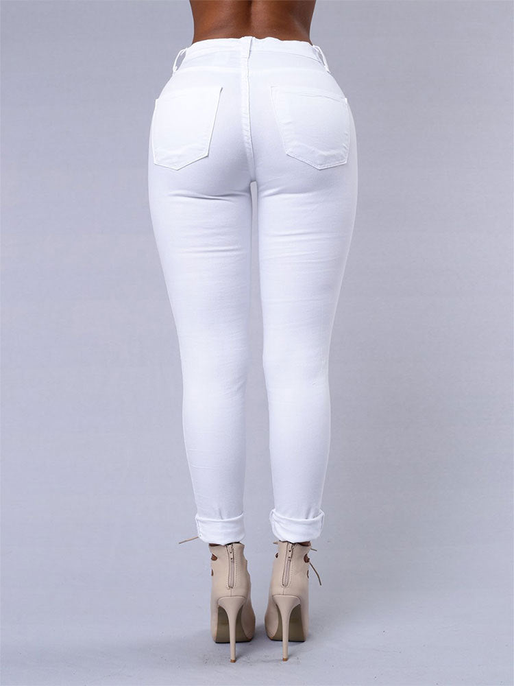 High Quality Jeans High Waist Skinny Pant Pencil Ripped Jeans