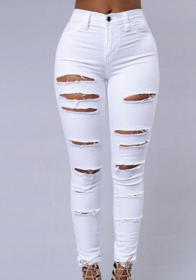 High Quality Jeans High Waist Skinny Pant Pencil Ripped Jeans