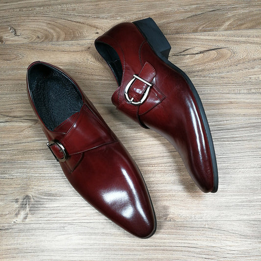 Pointed Toe Business Leather Shoes Work Men'S Buckle Shoes