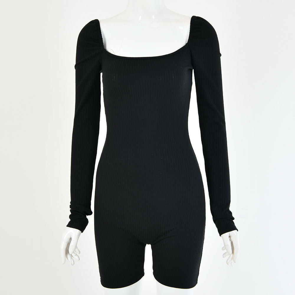 Work Collar Long-Sleeved Jumpsuit Pure Cotton