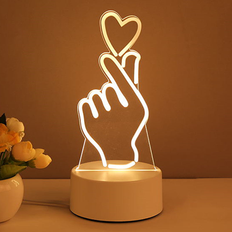 3D Lamp Acrylic USB LED Night Lights Neon Sign Valentines Day Gifts