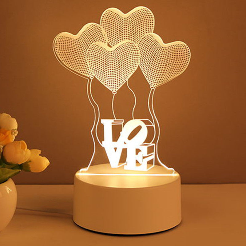 3D Lamp Acrylic USB LED Night Lights Neon Sign Valentines Day Gifts