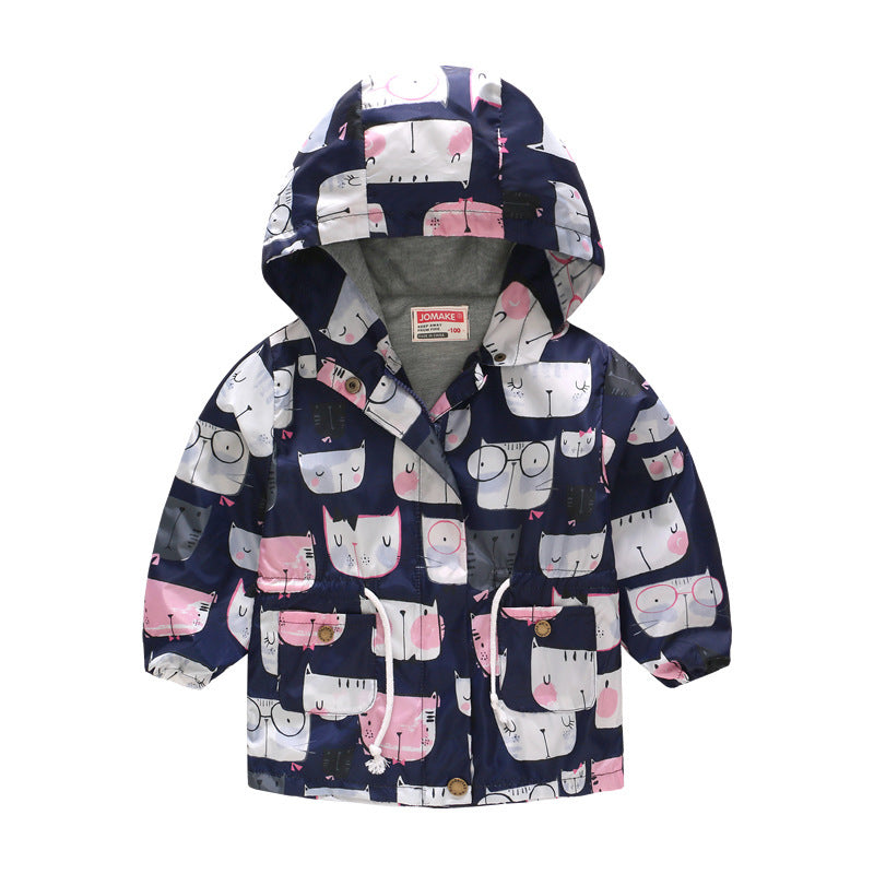 Spring And Autumn Thin Hooded Cute Zipper Children's Jacket