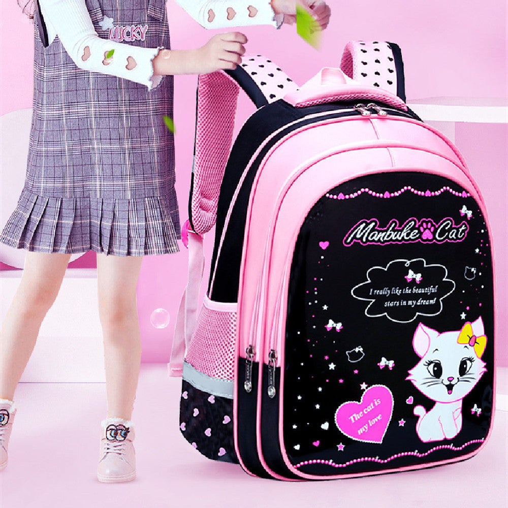 Girls School Cute Cat Print Backpack