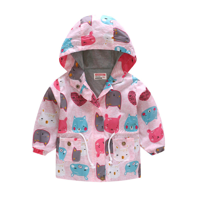 Spring And Autumn Thin Hooded Cute Zipper Children's Jacket