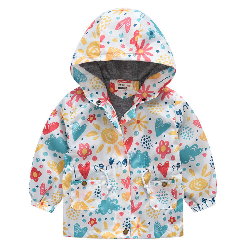 Spring And Autumn Thin Hooded Cute Zipper Children's Jacket