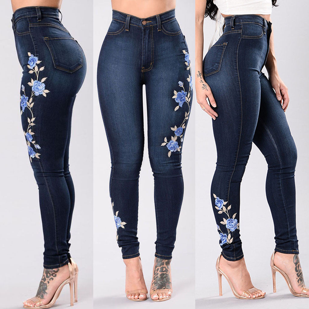 stylist embroidered jeans