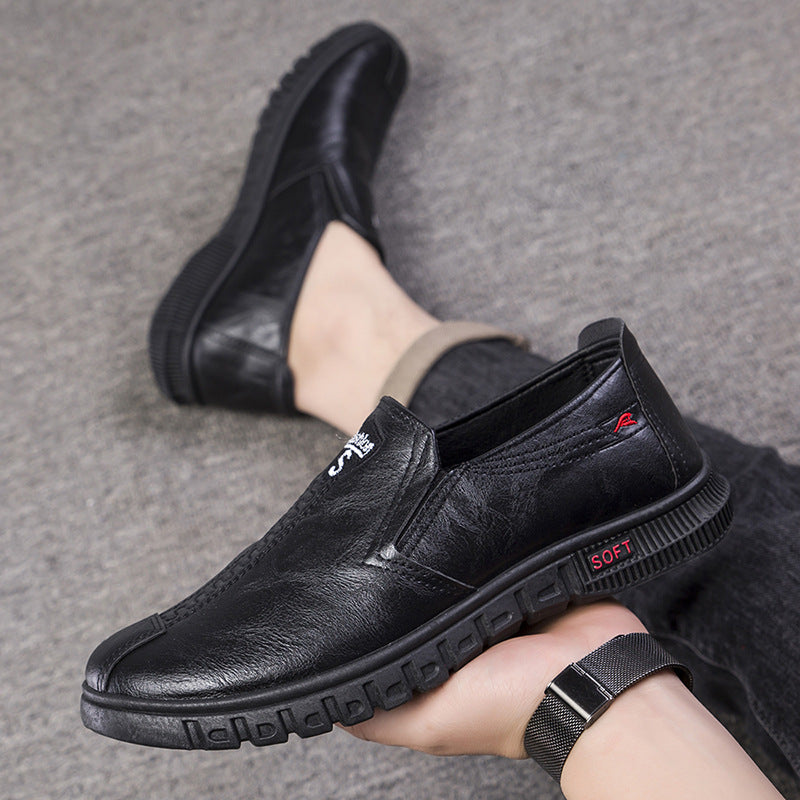 Black  Non-slip Waterproof Work Shoes Soft Bottom And Wear Resistance Casual Leather Shoes