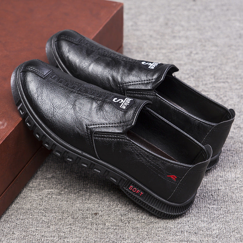 Black  Non-slip Waterproof Work Shoes Soft Bottom And Wear Resistance Casual Leather Shoes