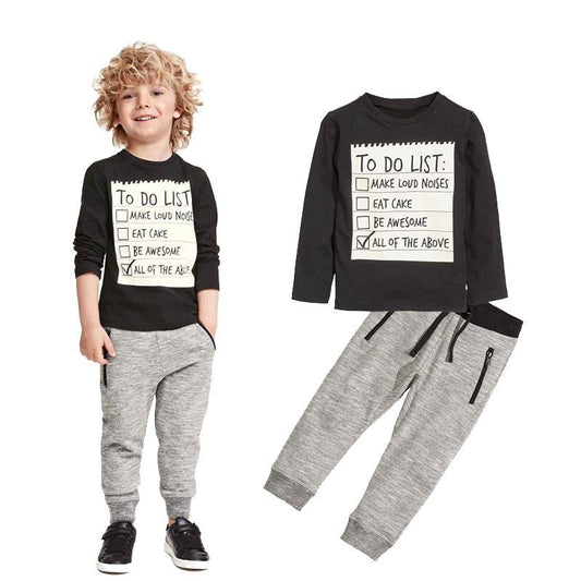 Kids Boys Clothing Set  Long Sleeves T-shirt & Pants 2pcs  For 3-7 Years