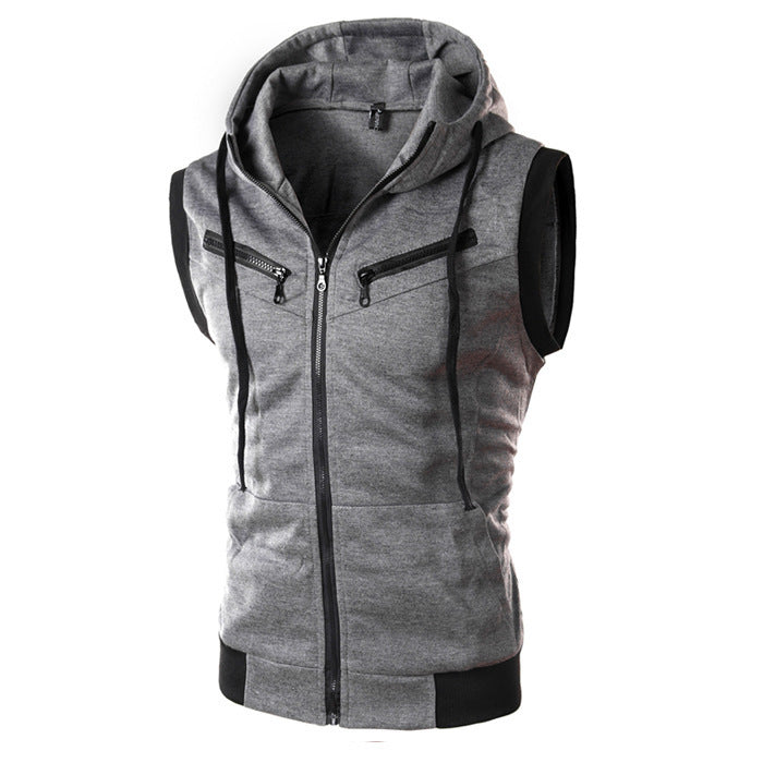 Summer New Men Hooded Sleeveless Vest