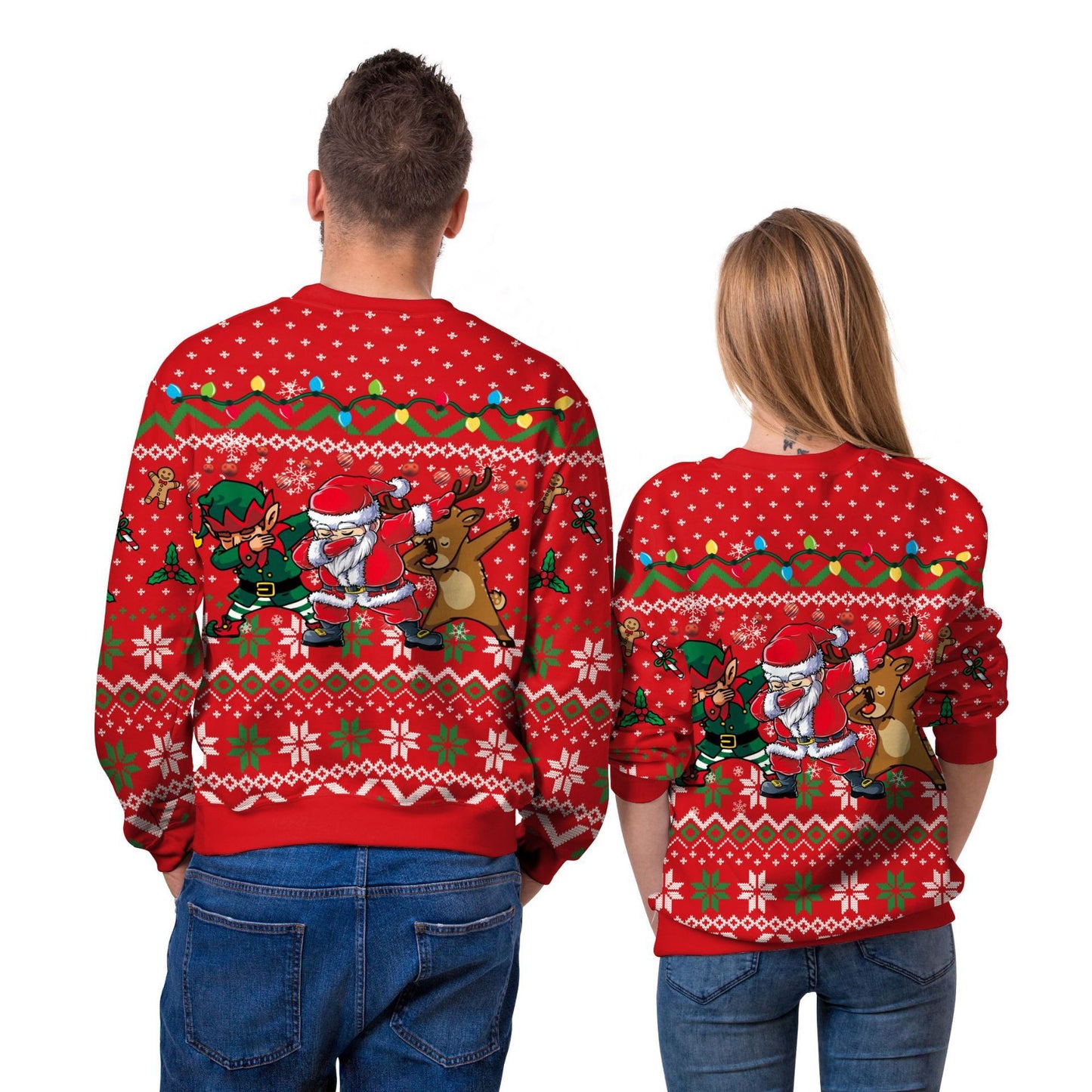 Men And Women Christmas Round Neck Sweater Tops