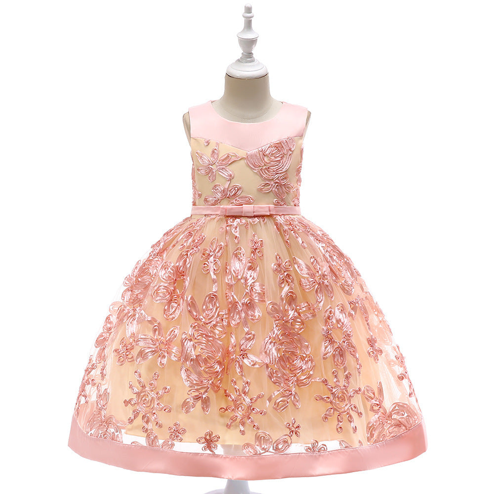 Girls dress girls applique princess dress