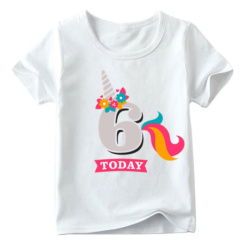 Children's Birthday Digital Printed Short-sleeved T-shirt