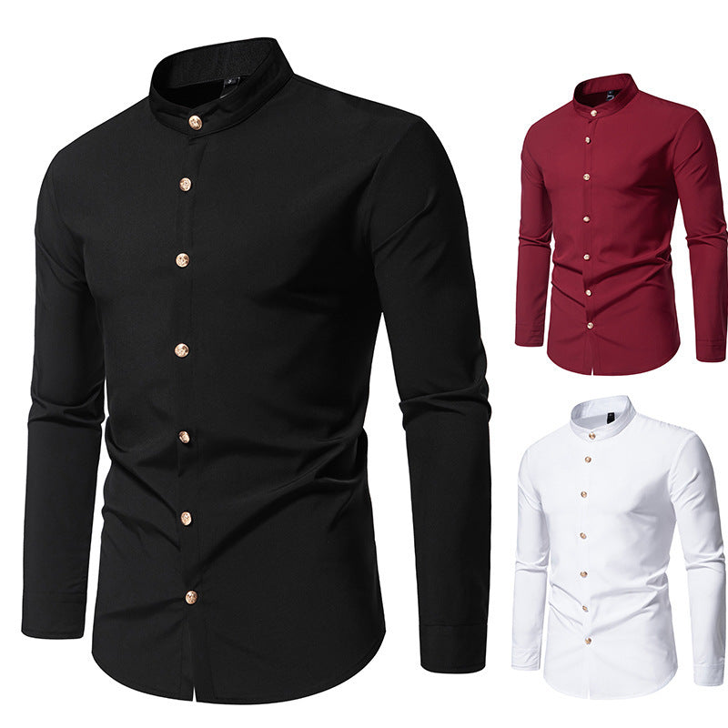 Men's Fashion Solid Color Party Shirt