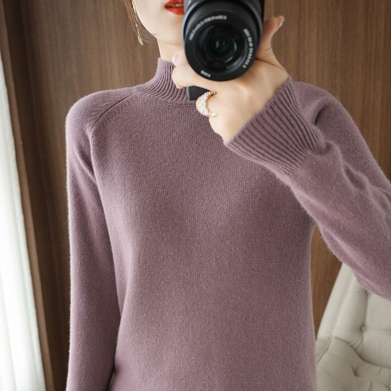 Women's Half Turtleneck Beige Sweater