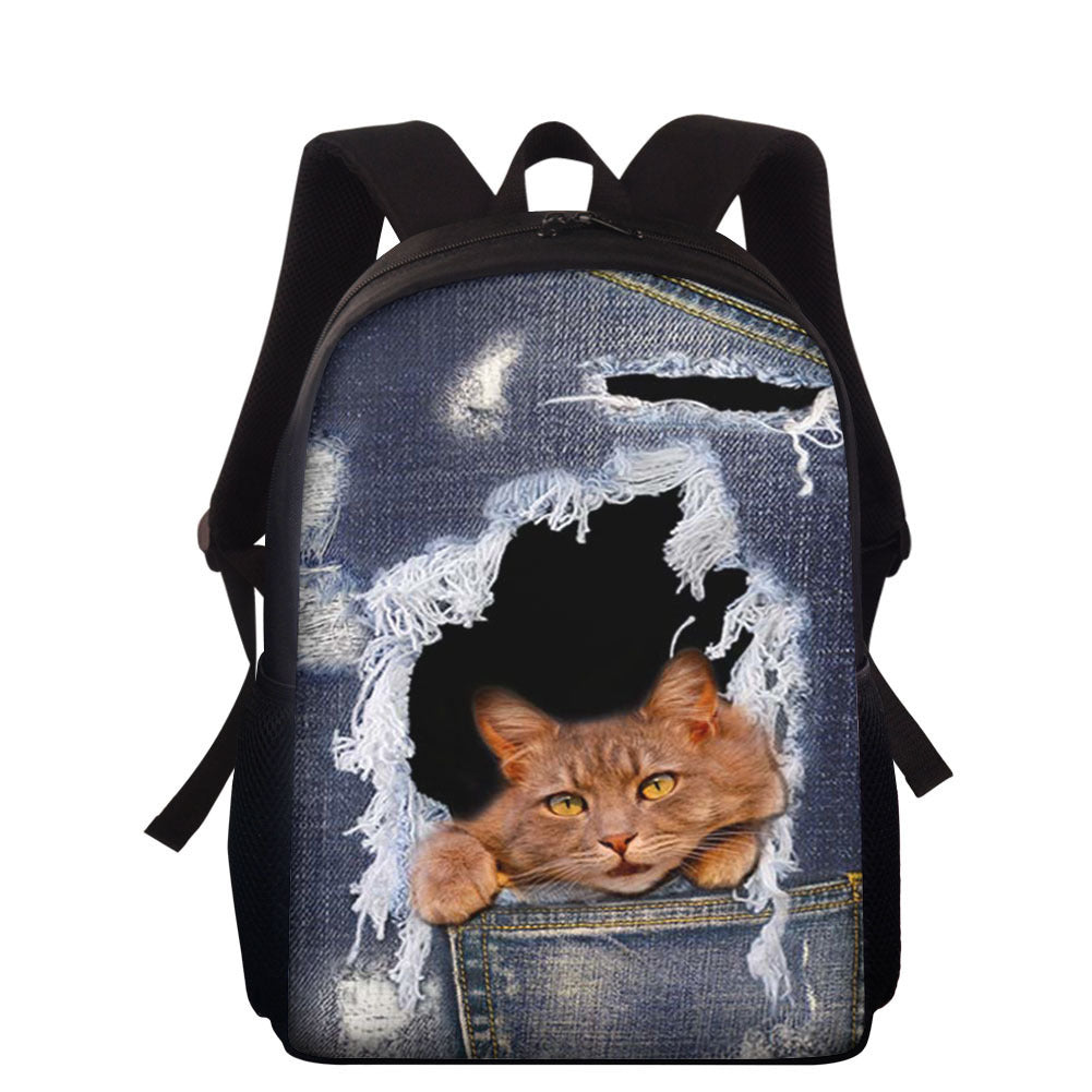 Hollowed-out pet cat children's schoolbags