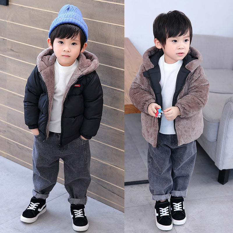 Boy's Double-sided Wear Cotton-padded Winter Jacket,