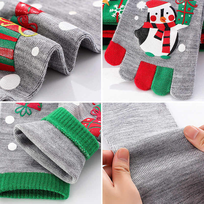 Cute Christmas Five-finger Elastic Sweat-absorbent Socks For Both Men & Women