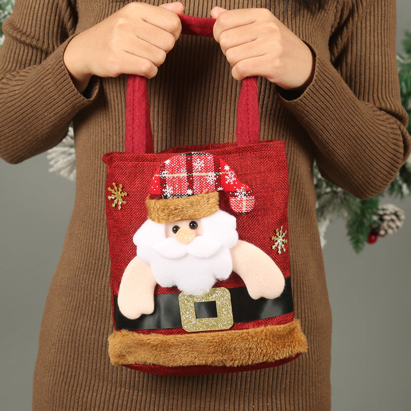 Christmas Candy Gift Tote Bag For Kids Creative Santa Claus Elk Snowman Bear Handbag