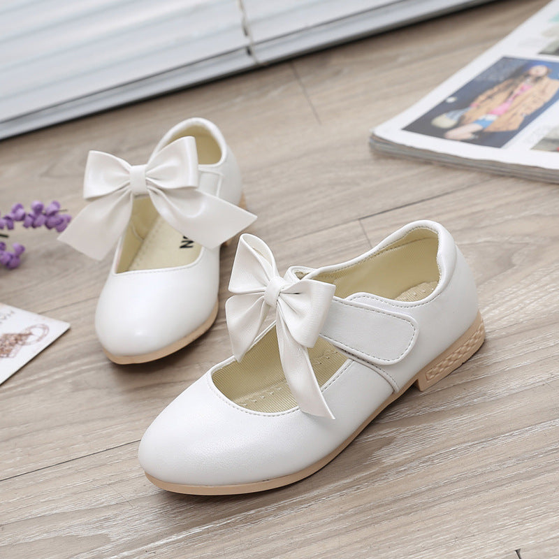 Girls Shoes White Leather Shoes Bowknot Girls Children Princess Shoes