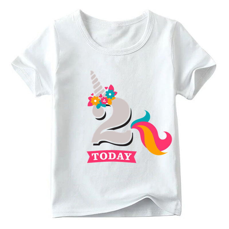 Children's Birthday Digital Printed Short-sleeved T-shirt