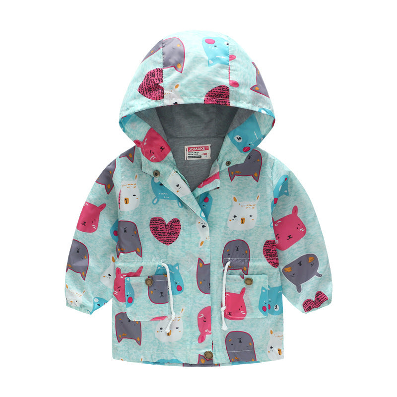 Spring And Autumn Thin Hooded Cute Zipper Children's Jacket