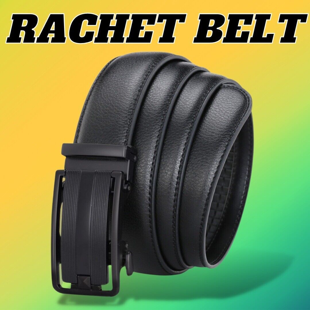 Men's Ratchet Belt Leather Belt With Slide Buckle Ratchet Belts