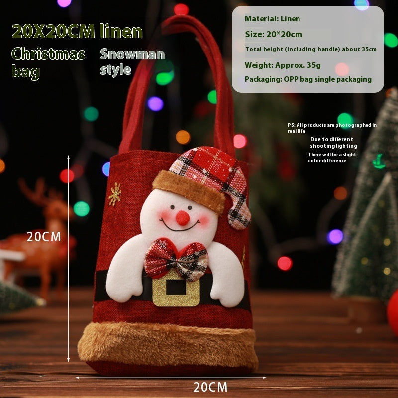 Christmas Candy Gift Tote Bag For Kids Creative Santa Claus Elk Snowman Bear Handbag