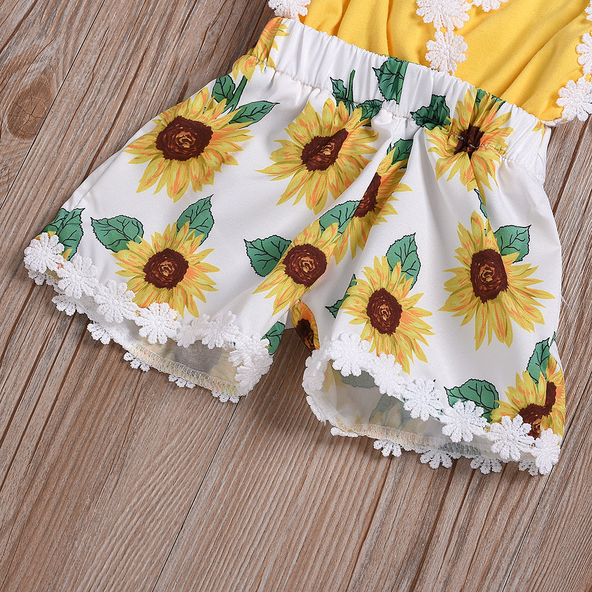 Girls Baby Jumpsuits Sunflower Sling Lace Jumpsuit