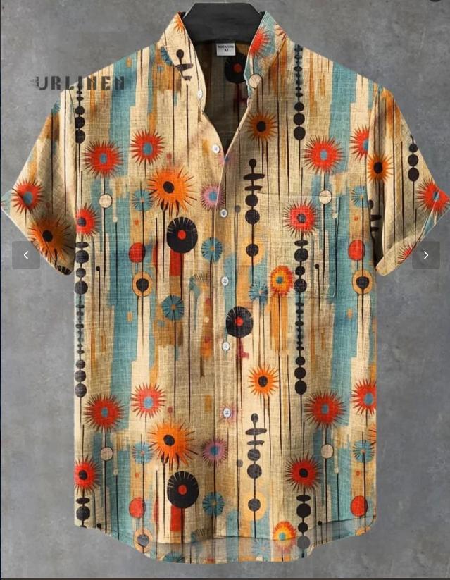 Abstract Pattern Printing Short Sleeve Shirt