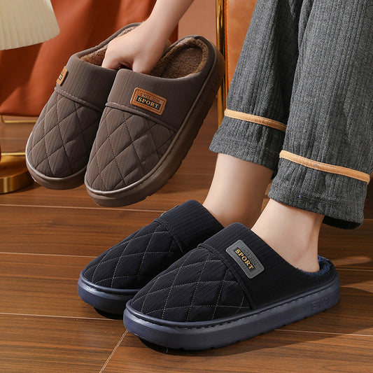 Men's Home Slippers Winter Warm Plush  Non-slip Floor Bedroom Slipper