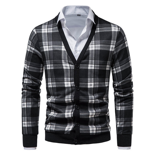 Men's Argyle Cardigans With V-neck Buttons