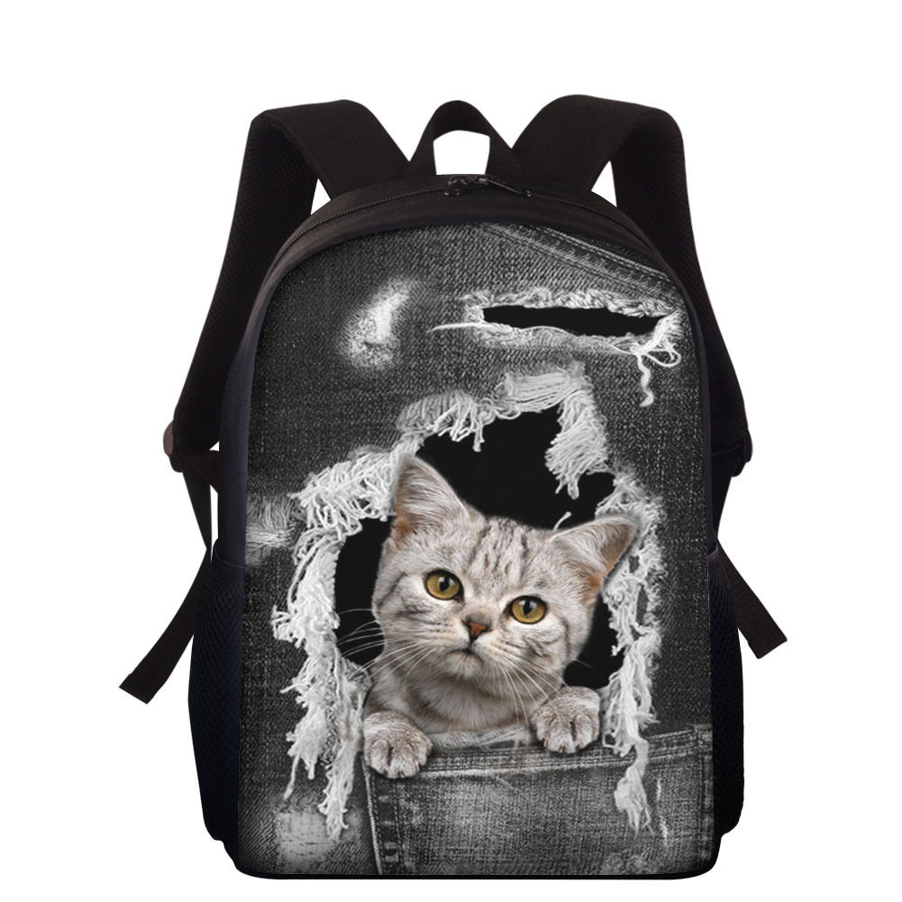 Hollowed-out pet cat children's schoolbags