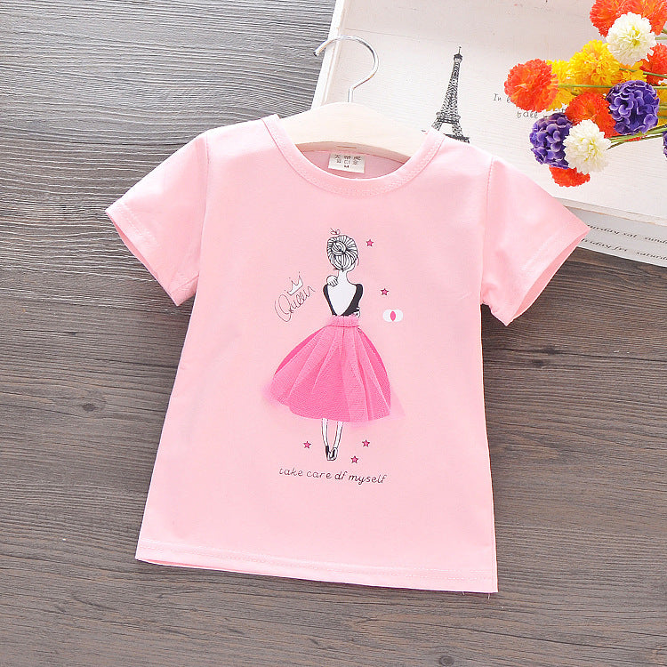 Cotton T-shirt cartoon for girls